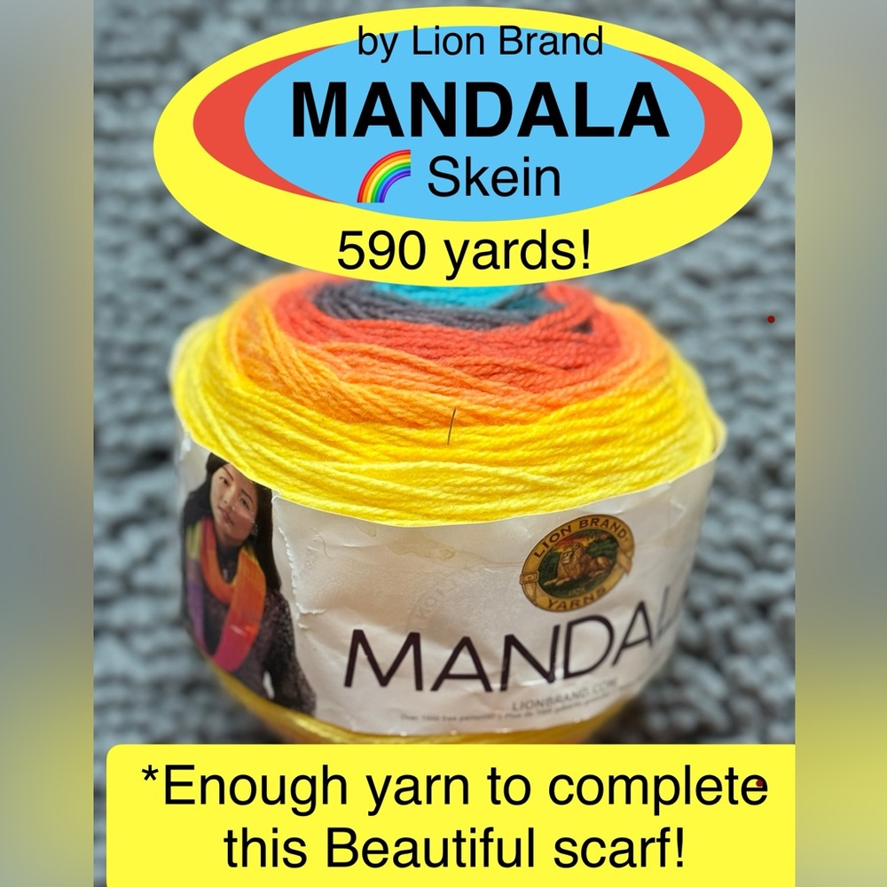 Lion Brand Mandala Yarn in Rainbow 🌈 Colors! 590 yards! Make a scarf! 🧣 NEW